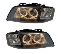 Faros Proyector Delanteros RHD LHD A6 Typ 4B 97-01 Angel Eyes Par Negro