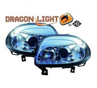 Faros Proyector LHD Par De Luces LED Dragon DRL Cromadas Renault Clio 1998-01