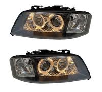 Faros Proyector RHD LHD Par Ojos De Ángel Claros Negros Para Audi A6 Typ 4B