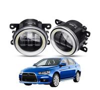 Faros Trabajo 2 Piezas Luz Antiniebla Ojo Ángel Para Coche Lente LED Circulación Diurna Antiniebla DRL 12V Para Mitsubishi Para Lancer Para Sportback 2009-2018 Lámpara Conjunto(Yellow and Red)