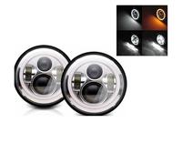 Faros Trabajo 2x Faro Led De 7 Pulgadas Para Coche, Faro Alto/bajo H4 Con Ojos En Ángulo DRL Para Toyota FJ, Para Cruiser, Para Todoterreno, Para Defender 4x4 Lámpara Conjunto(40w Halo Chrome)