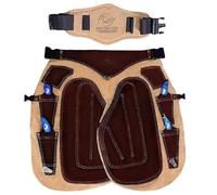 Farrier Apron for Men 27" (70 cm) - Piel de ante de vaca, cintura ajustable, rodilleras, 4 bolsillos para cuchillos, 2 imanes para uñas - Durable Farrier Chaps for Horse Shoeing & Hoof Trimming