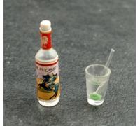 Farrow Industries Casa De Muñecas 1:12 Escala Miniatura Taberna Bar Accesorio Botella DE Vodka Y Cóctel