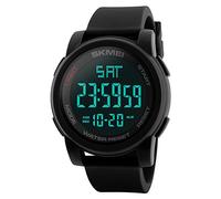 Farsler Reloj deportivo multifunción de doble huso horario para hombre, impermeable hasta 50 m, esfera grande, alarma, cronómetro, reloj electrónico luminoso para deportes al aire libre, negro, Correa