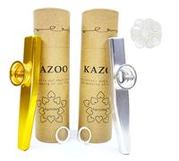 Fartime Kazoo de aleación de aluminio dorado y plateado con 5 diafragmas de flauta Kazoo y una hermosa caja de regalo, instrumentos musicales. (oro y plata)