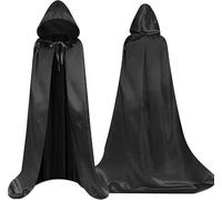 Fartoni Capa Negra Con Capucha Niño Niña 100 O 150cm Disfraz Capa Negra Halloween. Túnica Halloween Para Vampiro Brujo Mago Bruja Perfecta Para Juegos De Rol Y Fiesta De Disfraces (150 cm)