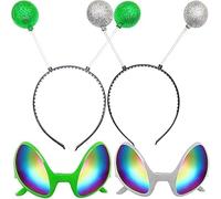 Fartoni Disfraz Alien Adulto Pack Con 2 Diademas Y 2 Gafas Estilo Extraterrestre Ideal Como Alienigena Hombre O Disfraz De Marciano Para Fiestas Carnaval O Halloween Alien Original