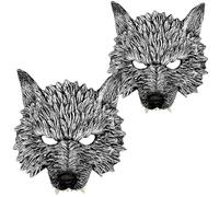 Fartoni X2 Mascara Lobo O Careta Lobo. Mascara Hombre O Careta Hombre Lobo Terror O Miedo Para Halloween. Accesorios Para Disfraces
