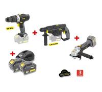 Fartools PACK X-FIT 'BIG WORK' 3 Máquinas 18V + 2 Baterías 18V 3.0Ah: Taladro/destornillador XF-IMPACT2, Martillo perforador XF-HAMMER, Amoladora angular XF-GRINDER