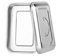 faruijie Bandeja de acero inoxidable con tapa, organizador de esterilización médica multifunción, para laboratorio dental y tatuaje, gran soporte para instrumentos quirúrgicos con tapa y asa