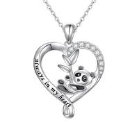 Faruodis Collar de bambú con diseño de panda de cristal, diseño de animales con diamantes de imitación, para mujer, talla única, Metal Diamante de imitación, No es una piedra preciosa