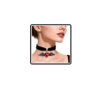 Faruodis Collar de cristal con alas de ángel, corazón, cruz, gótico, rosa, flor, terciopelo, gargantilla, collar de cadena, joyería para mujer, talla única, Metal, No es una piedra preciosa