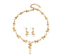 Faruodis Juego de pendientes de perlas de cristal y perlas de imitación de perlas de imitación para mujer, talla única, Gema, No es una piedra preciosa