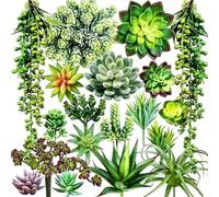 FARYODI 19 plantas artificiales artificiales para decoración del hogar, plantas artificiales verdes, pequeñas plantas suculentas, plantas carnívoras artificiales, decoración del hogar, pasillo
