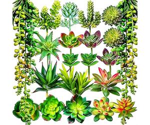 FARYODI 19 plantas artificiales artificiales para decoración del hogar, plantas artificiales verdes, pequeñas plantas suculentas, plantas carnívoras artificiales, decoración del hogar, pasillo
