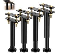 FARYODI 4 patas de cama ajustables en altura de 18 cm, robustas patas de apoyo medianas del marco de la cama de metal, pie de apoyo para cama de vigas centrales, juego de refuerzo de somier para camas
