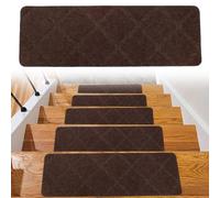 FARYODI Alfombrillas autoadhesivas para escalones, 15 unidades, 55 x 19 cm, para escaleras, para casa, escaleras, de madera, azulejos y mármol (marrón)
