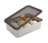FARYODI Caja de pizza de acero inoxidable, 30 x 21 x 8,5 cm, caja de fermentación para pizza y masa de pan, accesorios para pizza, caja de alimentos ligera para masa, ensalada, pasteles, carne