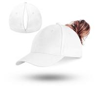 FARYODI Gorra de cola de caballo para mujer, trenzas magnéticas, gorra de verano para mujer con moño alto desordenado, gorra de béisbol ajustable unisex para cola de caballo y moño, Blanco, Talla