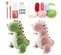 FARYODI Juego de ganchillo para principiantes, juego de iniciación de ganchillo para animales para principiantes, juego con agujas de ganchillo, hilo y vídeo, juego creativo de punto con dinosaurios