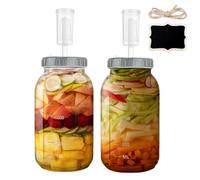 FARYODI Vaso de fermentación de 64 oz/1,9 l, 2 unidades, recipiente para kimchi con esclusa de aire para fermentación kimchi, chucrut, iniciador de masa madre, vaso de kéfir con tapa