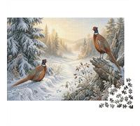 Fasanos con Cuello de anilloRompecabezas DIY 1000 Piezas Cartón Winter Snowscape Mejora De La Memoria, Actividad Indoor, Amantes De Puzzles 38x26cm/1000pcs