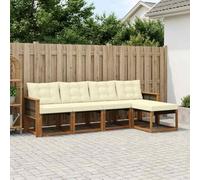 Fasba Conjunto de Muebles de Exterior de Madera Maciza de Acacia, diseño Moderno Resistente a la Intemperie, Ideal para jardín y terraza, fácil Mantenimiento, Color Natural y Crema