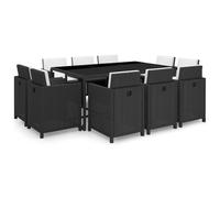 Fasba Juego de Comedor de Ratan para Jardin - 10 Sillas y 20 Cojines, Estructura de Acero, Impermeable, Negro Modelo FCXPDGRX-42547ES