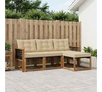 Fasba Juego de Muebles de Exterior de Madera de Acacia, Diseño Moderno Modular, Resistente al Clima con Superficie Lacada, Ideal para Jardín, Terraza o Patio, Cómodo y Duradero para Relajarse y Social