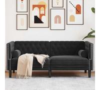 Fasba Sofá Chesterfield de 2 Plazas en Terciopelo Negro - Estilo Clásico y Cómodo - 174 cm x 74,5 cm x 70,5 cm Modelo FCZJ-372688ESGMRX