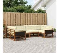 Fasba Sofá Modular Exterior 5 Piezas, Acacia Sólida y Poliéster, 325x168.5x73 cm, con Reposabrazos y Respaldo Ergonómico, Ideal para Jardín, Patio o Piscina, Resistente a la Intemperie, Color Natural