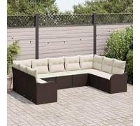 Fasba Sofá Modular Exterior 9 Piezas - Diseño Moderno, Rattan Trenzado a Mano, 4 Asientos, Resistente a Climas Modelo LYKLYD-3345858ES