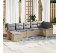 Fasba Sofá Modular Exterior Ergonómico Beige y Gris, 7 Piezas, Resistente al Clima, con Cojines Desmontables Modelo LYKLYD-3345450ES