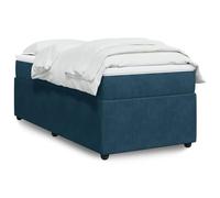 Fasba Sommier con Colchón de Muelles Ensacados, Terciopelo Suave, Soporte Personalizado, Azul Oscuro - 200x90x46 cm