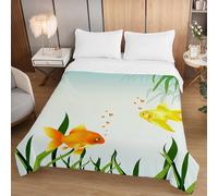 Fasbuy 3D Animal Colcha Verano, Cubrecama Reversible, Colchas Microfibra 2025, Ligera y Suave para Individual Matrimonio 2.5 TOG (Pez Dorado,230x260cm)