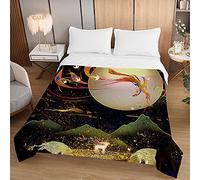 Fasbuy 3D Animal Colcha Verano, Cubrecama Reversible, Colchas Microfibra 2025, Ligera y Suave para Individual Matrimonio 2.5 TOG (Fénix y Luna,130x150cm)