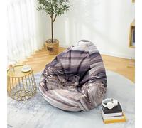 Fasbuy 3D Mármol Puff Salón con Asa, Sin Relleno, XXL Funda de Puff Gigante, Salon Bean Bag para Adultos/Juvenil/Niños, Exteriores y Interiores (Mármol de café,100x120cm)
