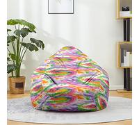 Fasbuy 3D Multicolor de Puff, Puff Gigante sin Relleno con Asa, Salon Bean Bag para Almacenaje, Puf Sofa de Color, para Adultos y Niños, Exteriores y Interiores (Amarillo,100x120cm)