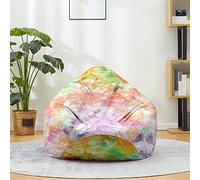 Fasbuy 3D Multicolor de Puff, Puff Gigante sin Relleno con Asa, Salon Bean Bag para Almacenaje, Puf Sofa de Color, para Adultos y Niños, Exteriores y Interiores (Tie-Dye,100x120cm)