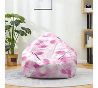 Fasbuy 3D Multicolor de Puff, Puff Gigante sin Relleno con Asa, Salon Bean Bag para Almacenaje, Puf Sofa de Color, para Adultos y Niños, Exteriores y Interiores (Rosa,100x120cm)