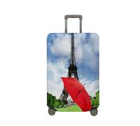 Fasbuy Elástica Funda Maleta de Viaje, Funda para Maletas de 18-32 Pulgadas, Patrón de Paraguas Cubierta de Equipaje con Cremallera, Suave de Anti-Polvo Protector Equipaje (Torre de París,S)