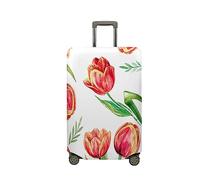Fasbuy Funda para Maletas Elástica, Funda Maleta Grande Cabe 18-32 Pulgadas, Flor 3D Cubierta de Equipaje con Cremallera, Suave de Anti-Polvo Protector Equipaje (Tulipán 5,M)
