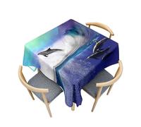 Fasbuy Mantel Cuadrado Antimanchas, Manteles de Mesa Cuadrada de Poliéster Protector para Mesa de Centro Patrón Delfín 3D para Fiesta Cocina Jardín Cumpleaños, 4 Pinza (Ola océano A,100x100cm)