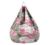 Fasbuy Puff Gigante sin Relleno con Asa para Adulto Niños, Estampados de Flores Exterior Interior Funda Puff Pera, Salon Bean Bag Cojín para Almacenaje (Rosas,90x110cm)