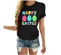faschigskostüme Damen Happy Eggs 2021 Größe Ostern-Plus Frauen locker Druck Männer Ärmel und kurze Damenbluse Sexy Shirt Damen, Negro , S