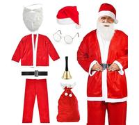 FASCHINFEVER Set 8 en 1 Santa Claus - Disfraz de Papá Noel & Disfraz de Nicolás - para Navidad - Disfraz para Nicolás - Papá Noel - Hombres & Adultos - Santa Claus