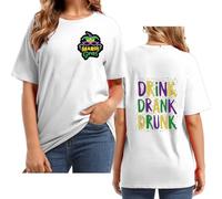 faschingskostüme Damen Drink Drunk Damen T-Shirt mit Leten-Druckdrucken-Aufdruck RundhalsausAusschnitt kurzärmig Top Sexy Damen, Blanco, XXL