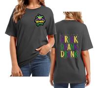 faschingskostüme Damen Drink Drunk Damen T-Shirt mit Leten-Druckdrucken-Aufdruck RundhalsausAusschnitt kurzärmig Top Sexy Damen, gris oscuro, M