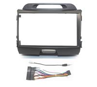 Fascia de radio de coche de 9 pulgadas 2 Din compatible con 2010-2016 panel estéreo bisel placa frontal soporte de consola central marco kit de tablero Marco de navegación(Fascia and cable)