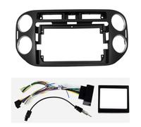 Fascia del Panel de Radio para VW para Tiguan 2011-2013 2014 2015 9 Pulgadas Automóvil Marco Fascia Adaptador Caja Canbus Decodificador Radio Tablero Montaje Panel Kit(Black Cable Canbus)